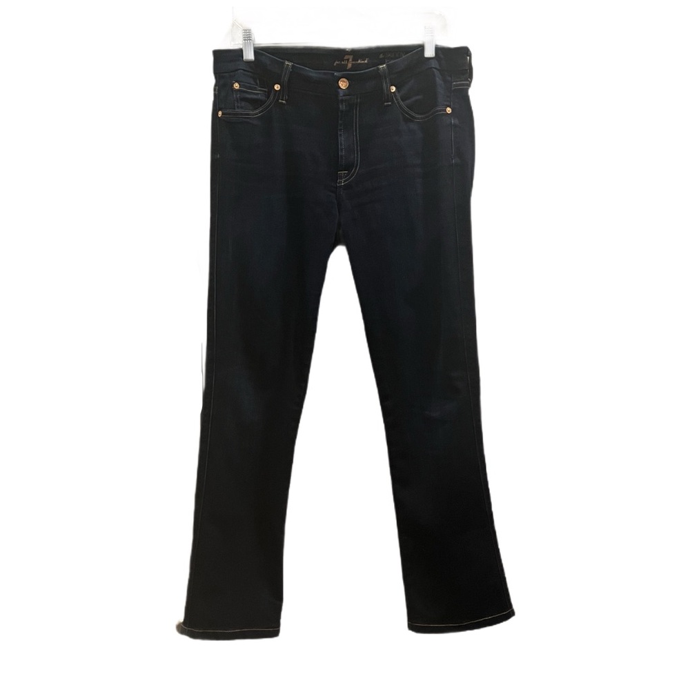 7 For all Mankind Women's Dark Wash Jeans ‘The Skinny Bootcut’ Size 32 - Picture 3 of 11